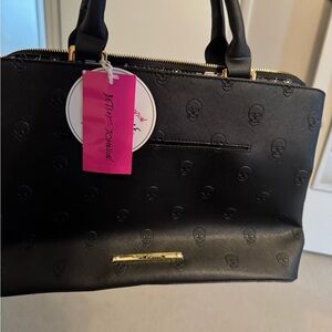 Betsey Johnson Black Skull Embossed Handbag